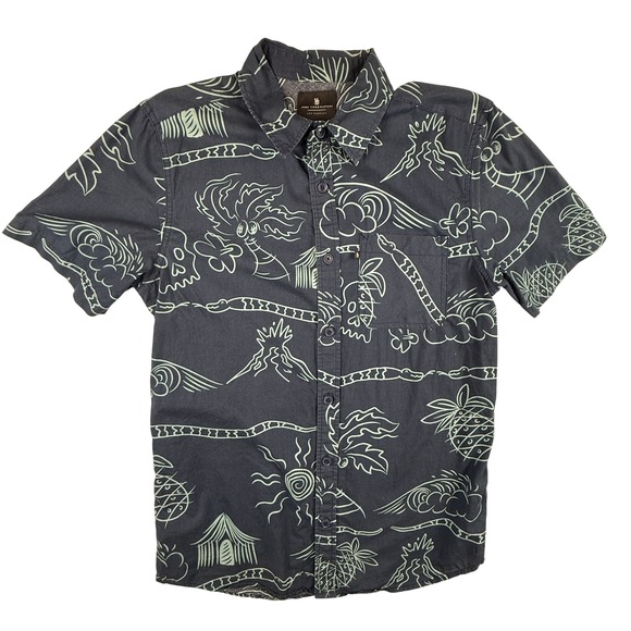 Junk Food Clothing Other - Junk Food Clothing Mens Small Black Tropical Skull Snake Graphic Button Up Shirt